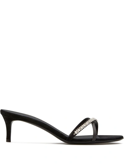Giuseppe Zanotti Crystal-embellished Low Sandals In Black