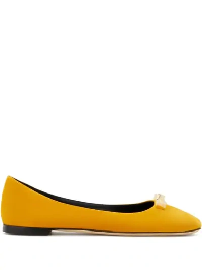 Giuseppe Zanotti Logo Plaque Ballerina Shoes In Yellow