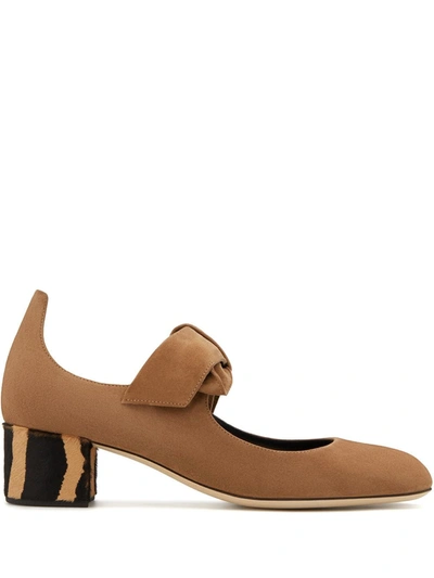 Giuseppe Zanotti Bow Detail 40mm Slip-on Pumps In Brown