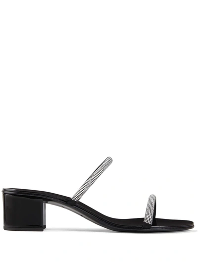 Giuseppe Zanotti Black Leather Croisette Sandals