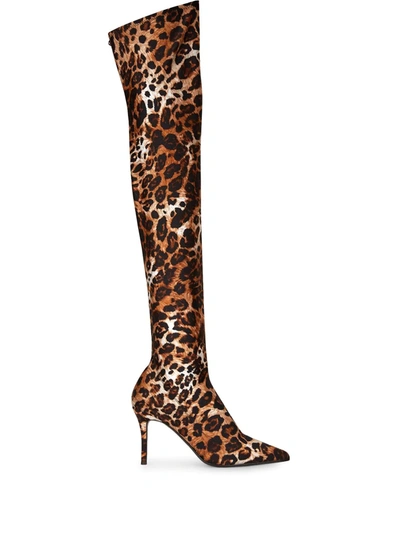 Giuseppe Zanotti Leopard Over-the-knee Boots In Brown