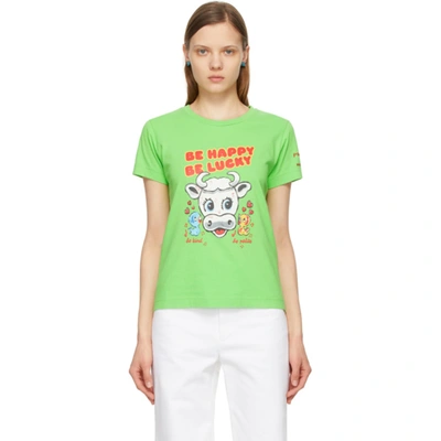 Marc Jacobs X Magda Archer Be Happy Be Lucky Cotton T-shirt In Green