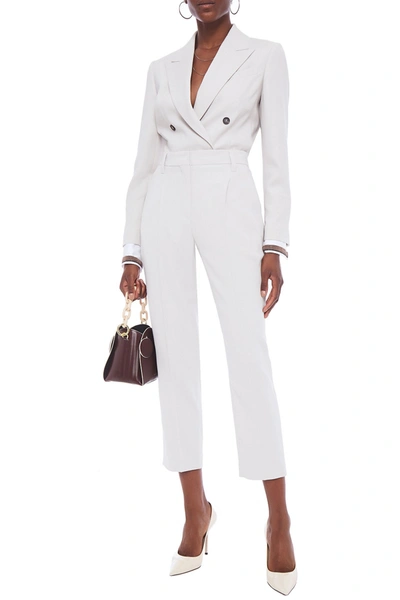 Brunello Cucinelli Cropped Wool-blend Twill Tapered Pants In Stone