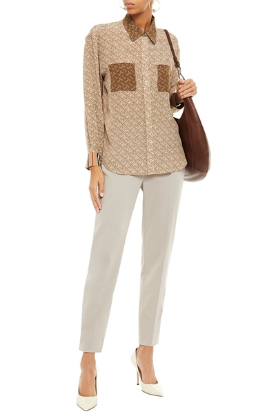 Burberry Printed Silk Crepe De Chine Shirt In Sand