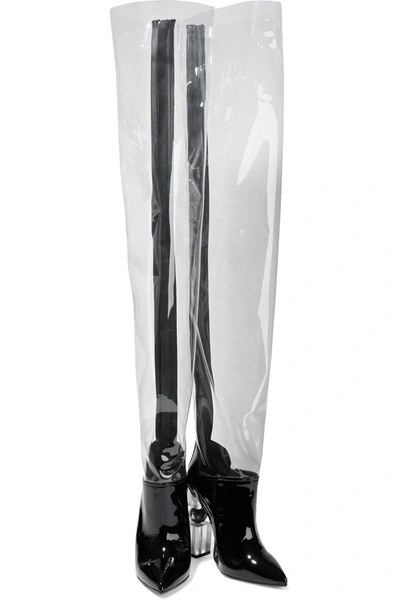 Balmain Inna Pvc And Patent-leather Thigh Boots In Clear