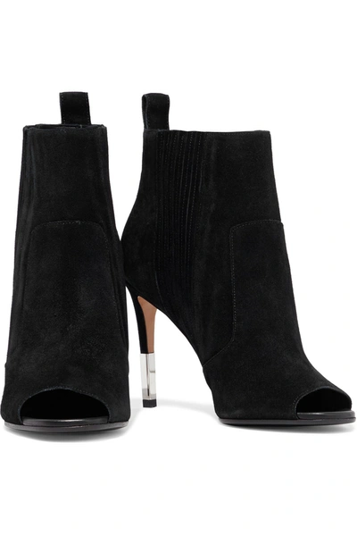 Balmain Suede Ankle Boots In Black