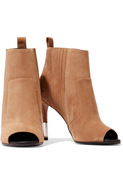 Balmain Suede Ankle Boots In Sand