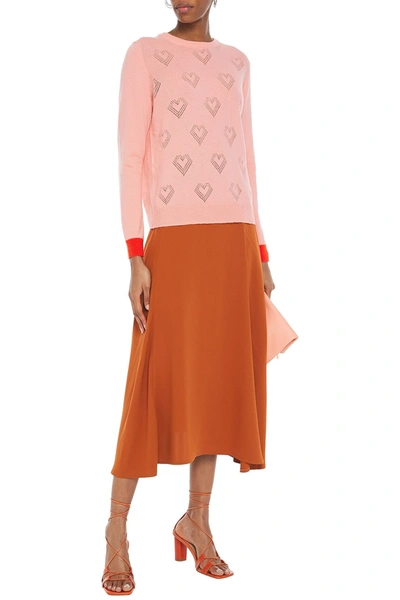 Chinti & Parker Pointelle-knit Wool And Cashmere-blend Sweater In Blush