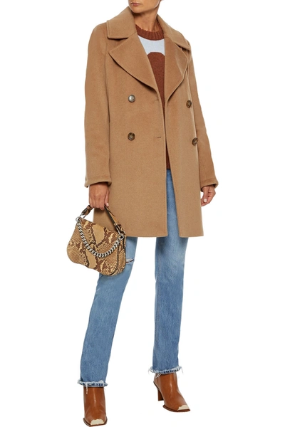 Dkny Double-breasted Wool-blend Felt Coat In Sand