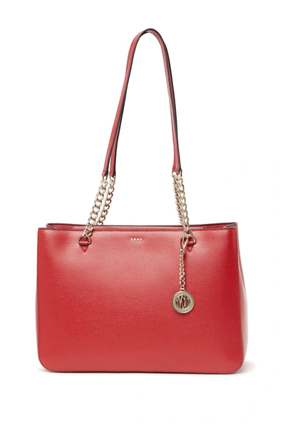 Dkny Bryant Leather Shopper In Bright Red