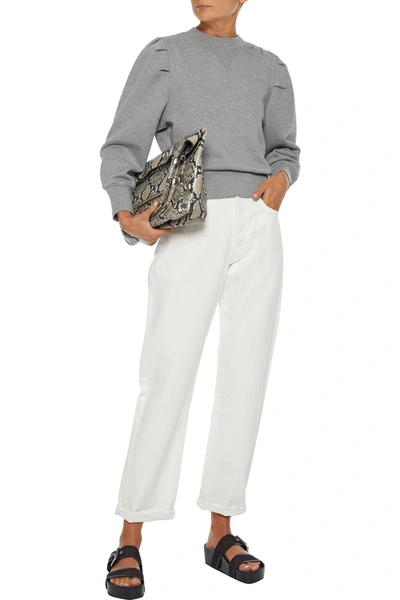 Frame Pleated Cotton-blend Fleece Sweatshirt In Gray