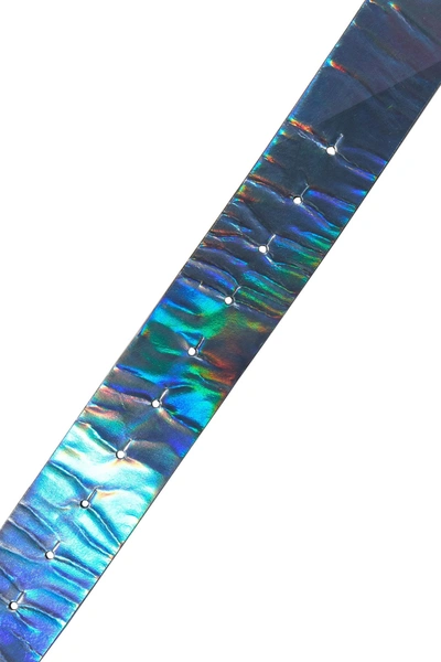 Helmut Lang Iridescent Leather Belt In Bright Blue