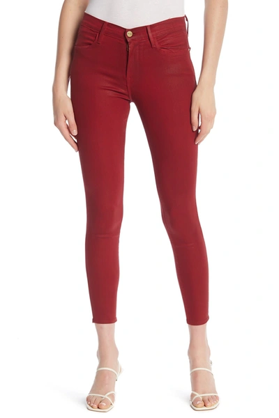 Frame Le High Skinny Cropped High-rise Skinny Jeans In Hunter Red Coated