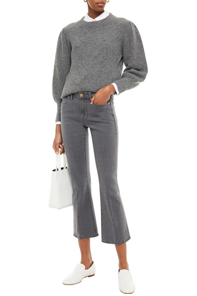 Frame Le Crop Mini Boot Checked Mid-rise Kick-flare Jeans In Gray