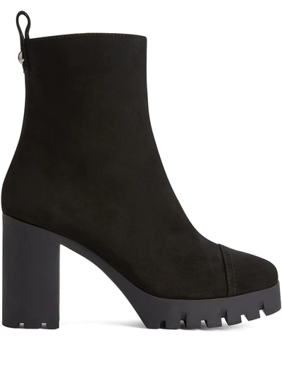Giuseppe Zanotti Suede Platform Ankle Boots In Black