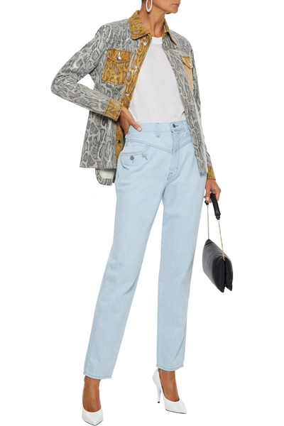 J Brand + Elsa Hosk Playday Button-detailed High-rise Straight-leg Jeans In Light Blue