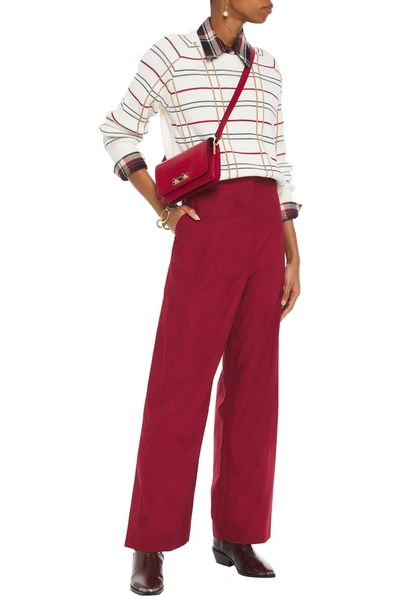 Marni Woven Wide-leg Pants In Claret