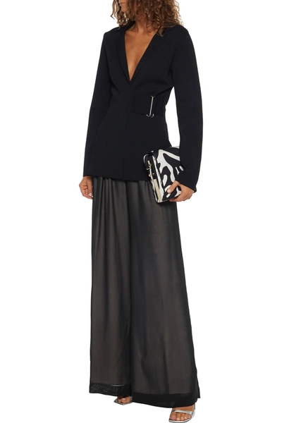 Max Mara Dolly Gathered Silk-georgette Wide-leg Pants In Black