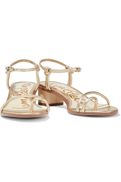 Sam Edelman Isle Metallic Textured-leather Sandals In Gold