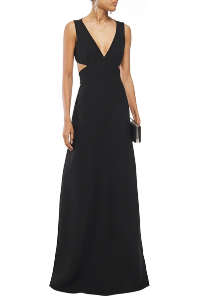 Valentino Cutout Wool And Silk-blend Cady Gown In Black