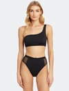 Stella Mccartney One-shoulder Mesh-paneled Bandeau Bikini Top In Black001