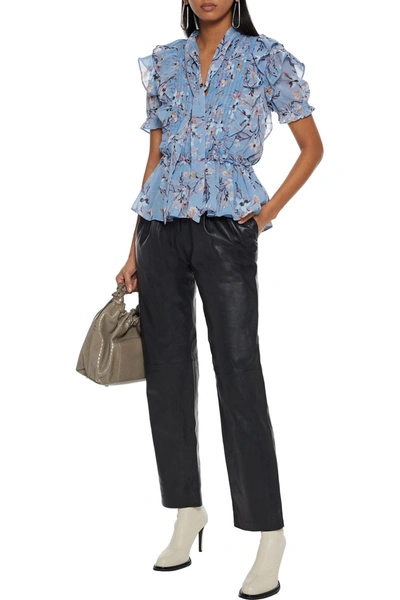 Walter Baker Pleated Leather Straight-leg Pants In Black