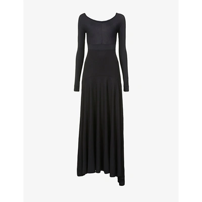 Victoria Beckham Womens Black Boat-neck Crepe Maxi Dress 8