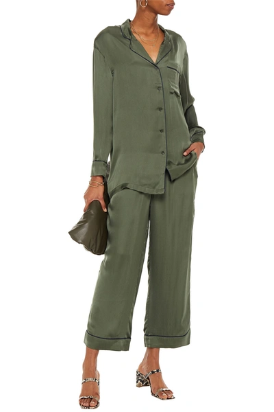 American Vintage Cupro-satin Shirt In Army Green