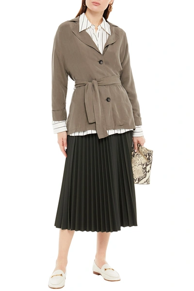 American Vintage Nalastate Belted Washed-twill Jacket In Mushroom