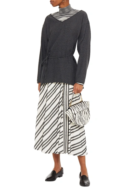 American Vintage Belted Mélange Cotton-blend Twill Top In Anthracite