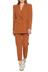 Walter Baker Ariel Double-breasted Crepe Blazer In Pecan