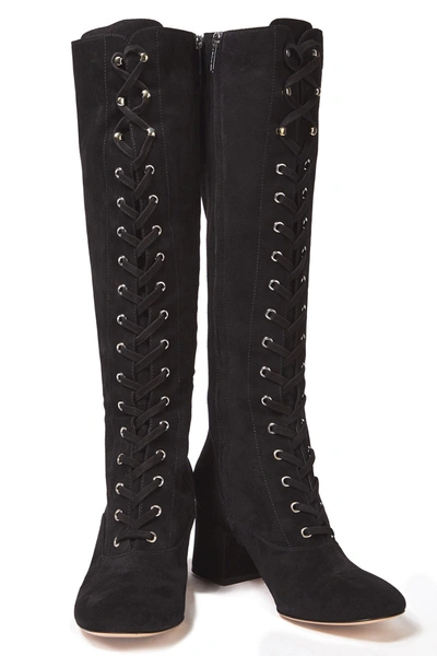 Gianvito Rossi Mackay Lace-up Suede Knee Boots In Black