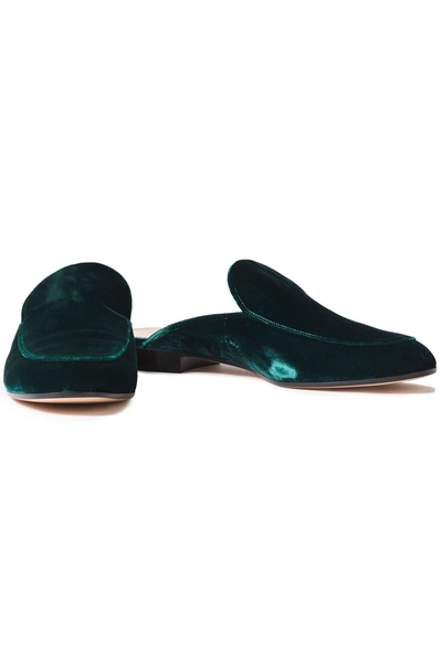 Gianvito Rossi Palau Velvet Slippers In Emerald