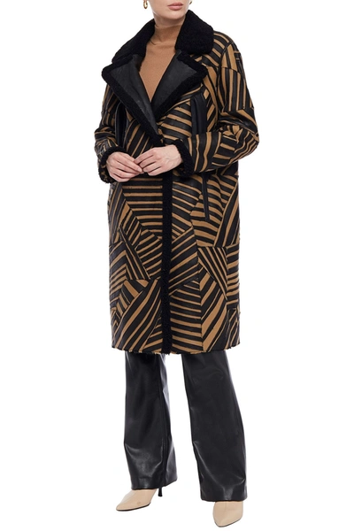 Yves Salomon Tiger-print Shearling Coat In Black