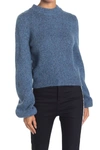 Veronica Beard Alexey Intarsia Mock Neck Cotton & Merino Wool Blend Sweater In Blue