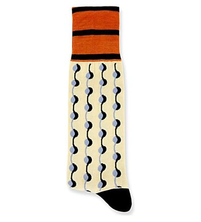 Marni Abstract-print Cotton Socks In Topaz