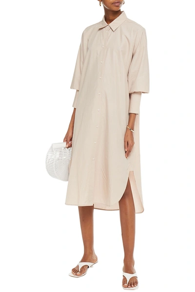 Lee Mathews Carter Oversized Cotton And Tencel-blend Poplin Shirt Dress In Neutral