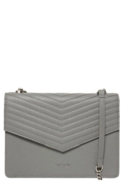 Ted Baker Beckeey Quilted Leather Crossbody Bag In Grey
