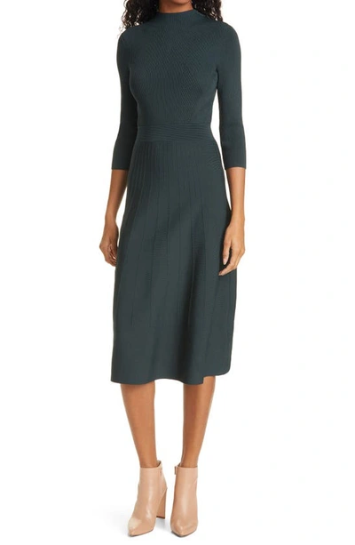 Ted Baker Franeyy Ribbed Long Sleeve Sweater Dress In Dark Green | ModeSens