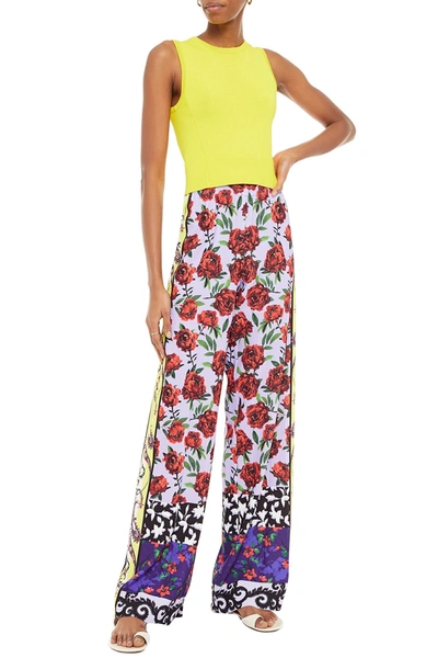 Alice And Olivia Elba Floral-print Crepe Wide-leg Pants In Multi