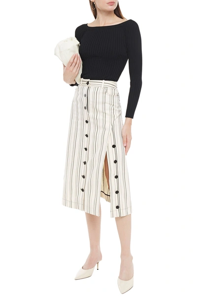 Altuzarra Striped Cotton-twill Midi Skirt In Ivory