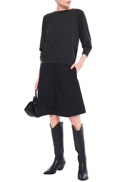 Brunello Cucinelli Open-back Mélange Knitted Jumper In Black