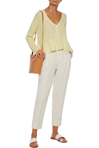 Atm Anthony Thomas Melillo Pleated Cotton And Linen-blend Tapered Trousers In White
