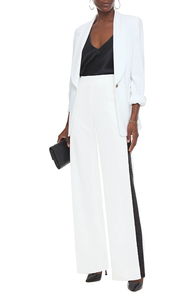 Balmain Sequined Tulle Wide-leg Pants In White