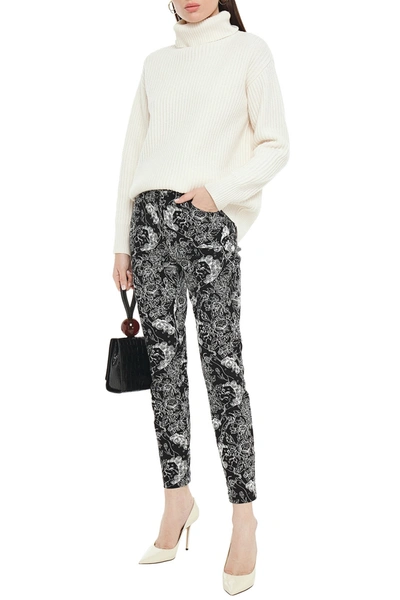 Diane Von Furstenberg Printed High-rise Slim-leg Jeans In Black