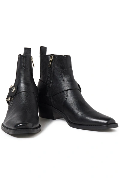 Dkny Mina Textured-leather Ankle Boots In Black