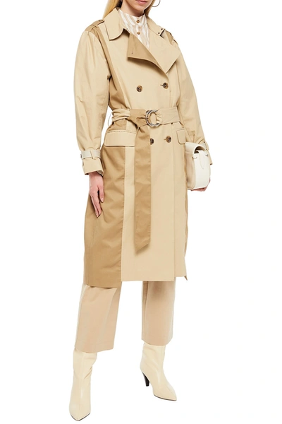 Frame Color-block Cotton-blend Poplin And Gabardine Trench Coat In Beige |  ModeSens