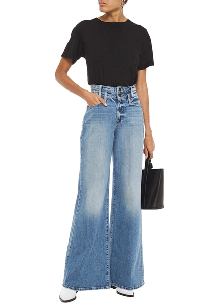 Frame Faded High-rise Wide-leg Jeans In Blue
