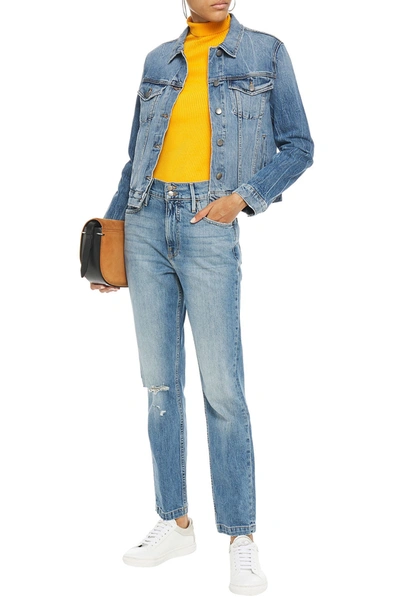 Frame Heritage Sylvie Distressed High-rise Slim-leg Jeans In Light Denim
