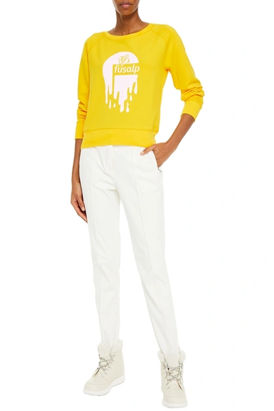 Fusalp Flocked Printed Jersey Sweatshirt In Yellow